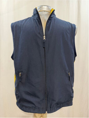 Gap Mens XL Reversible Full Zip Vest Navy Blue Yellow Fleece Gorpcore Cargo 2060
